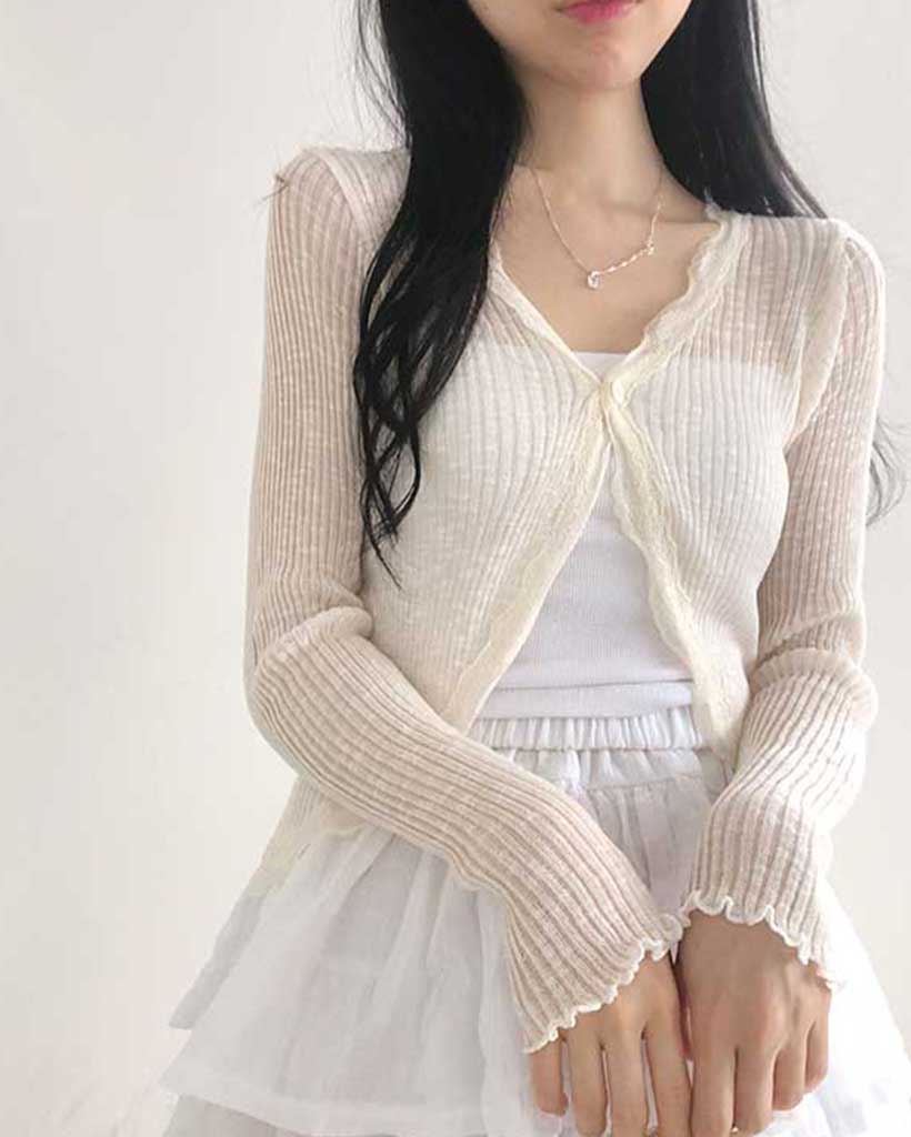 リネンフリルレースボレロカーディガン | ファッション通販