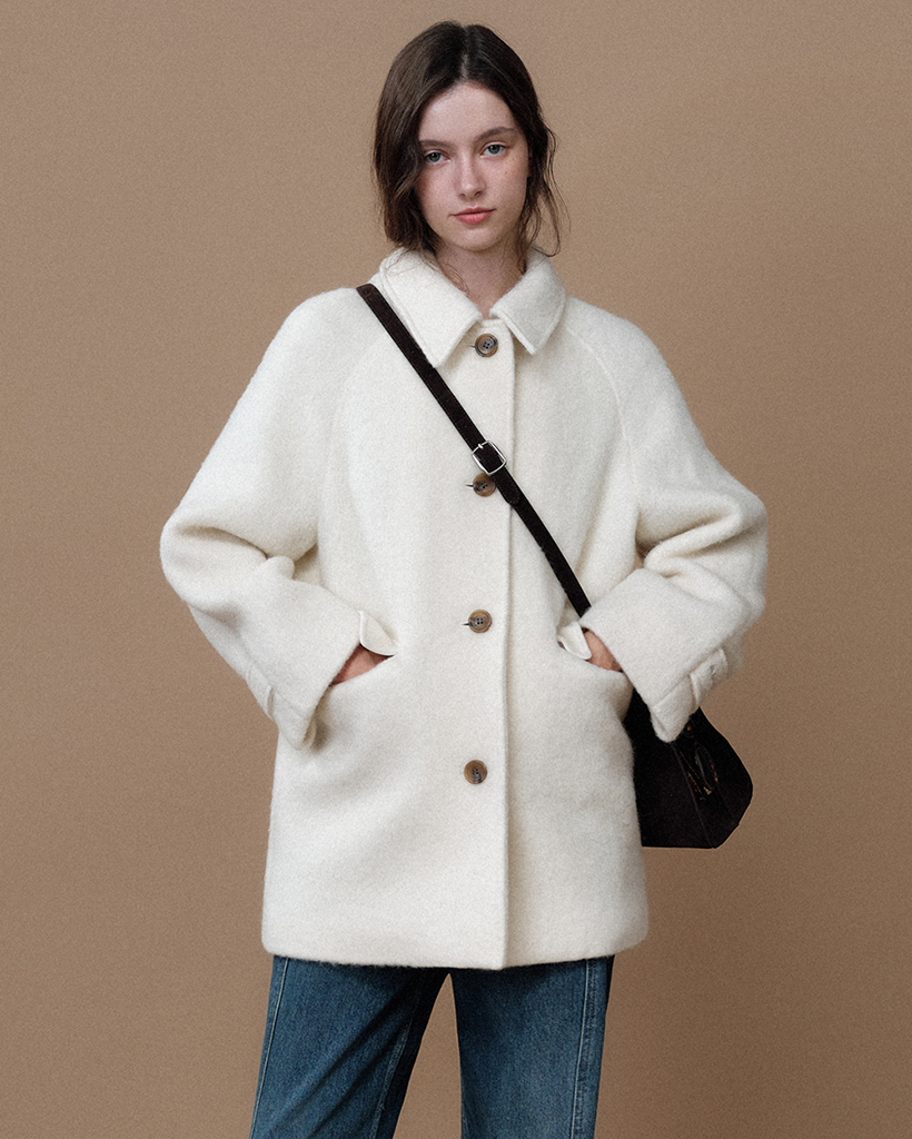 Sarah Wool Half Coat (Ivory)