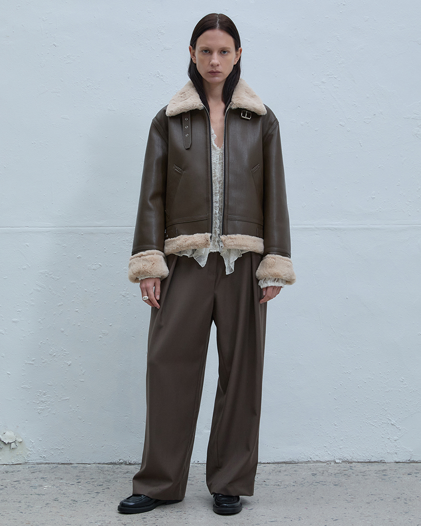 B-3 Shearling Jacket (Khaki Brown/Beige)