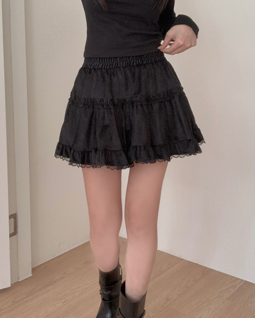 xulybetズリーベットスカート ベルベットフリルミニスカート | ファッション通販サイト NUGU