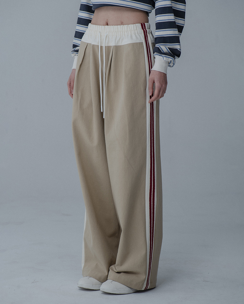 LYLON SKIRT LAYERED TRACK PANTS KHAKI | ファッション通販
