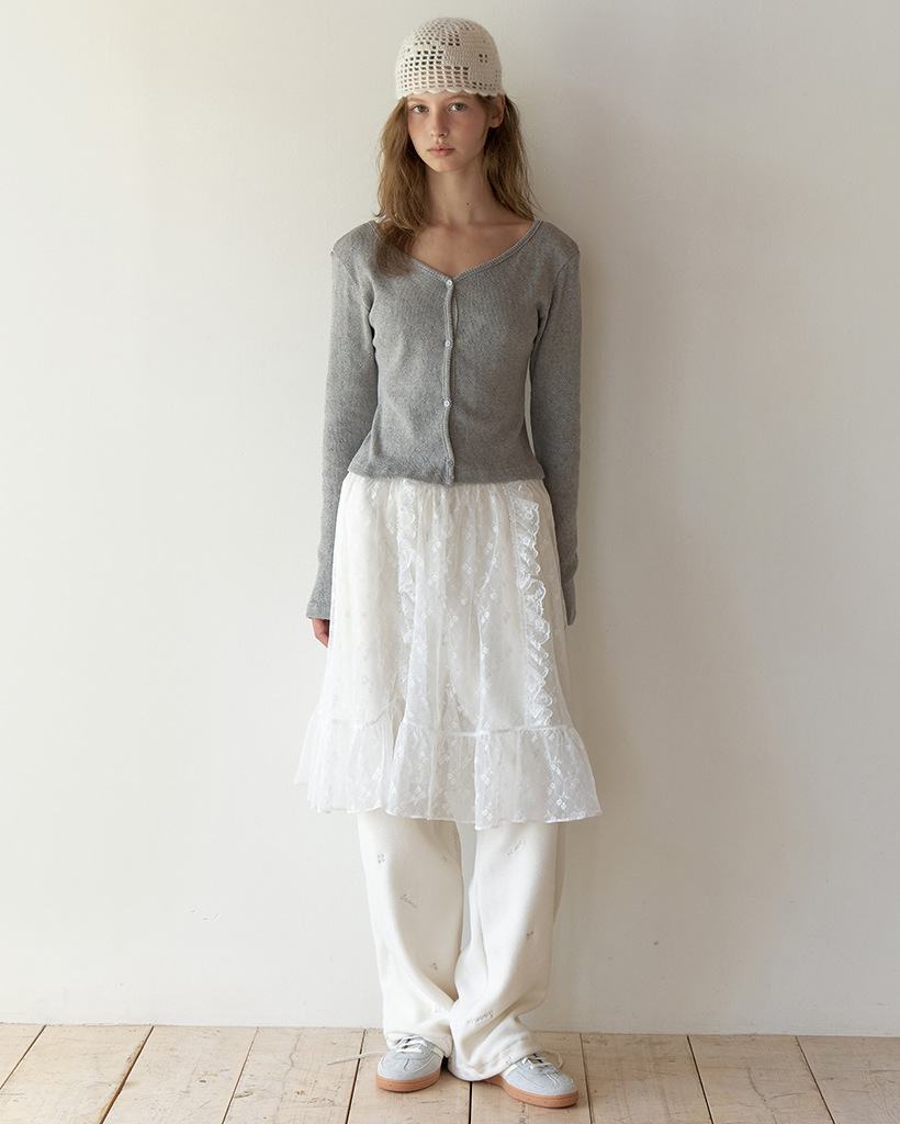 Silvery Fleece Joggers (Cream)