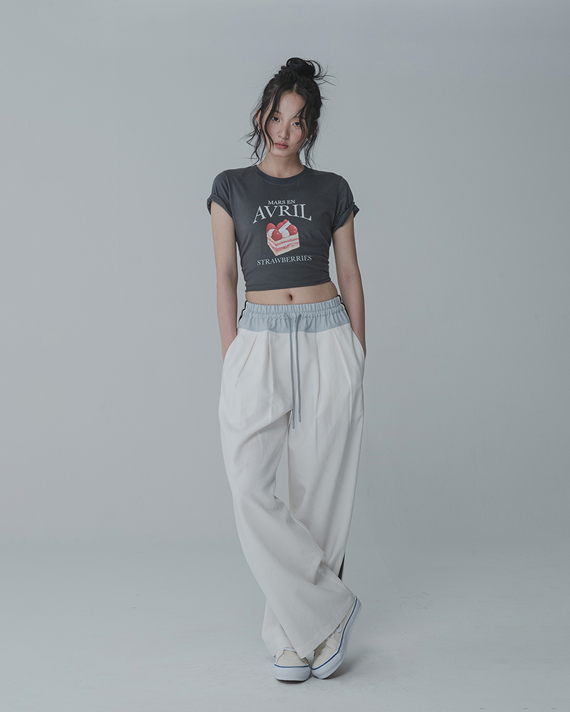 TAPING WIDE TUCK PANTS_IVORY | ファッション通販サイト NUGU