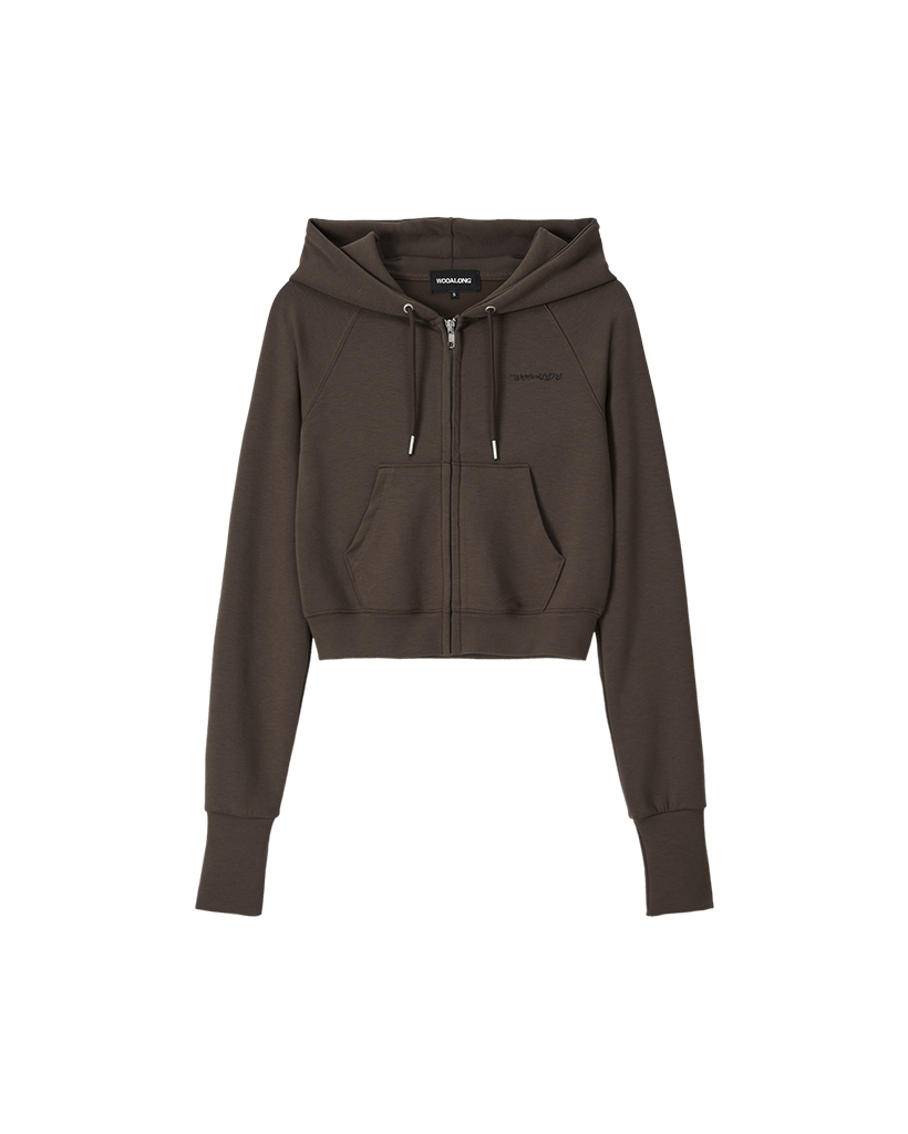 AirSoft Essential Crop Hood Zip-up - BROWN
