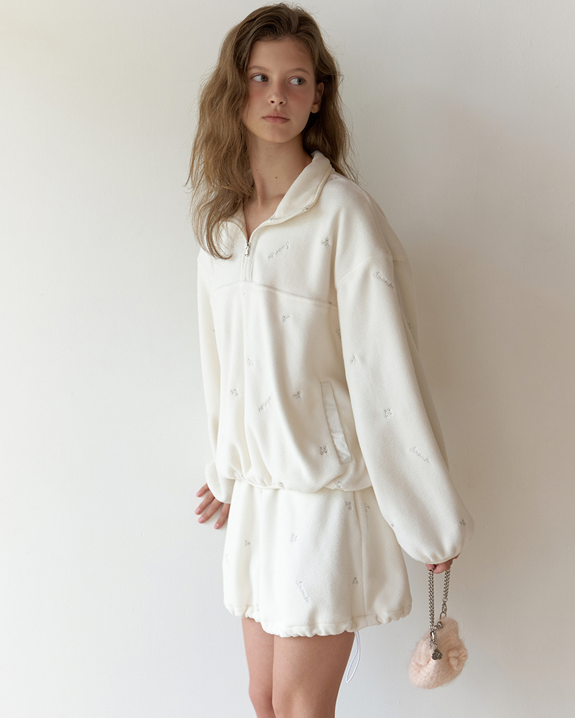 [nugu限定商品] Silvery Fleece Skirt (Cream)