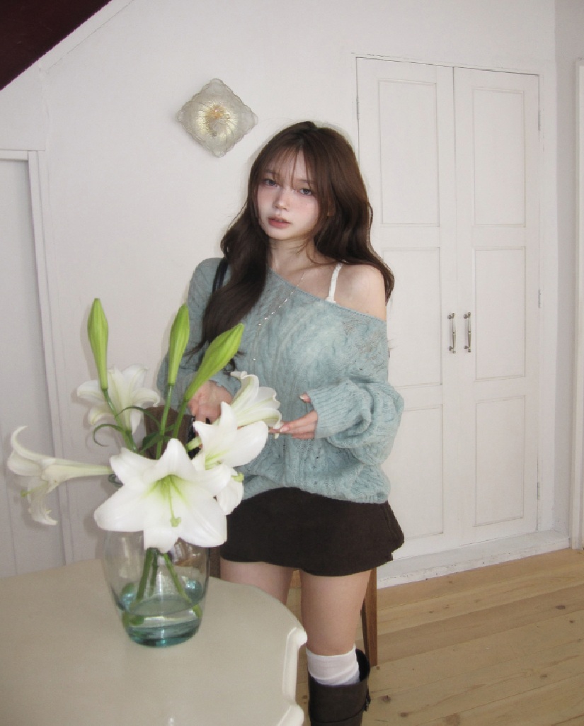 [Curvy/Loose Fit] Genie Alpaca One-Off Boat Neck Knit - 5 Colors