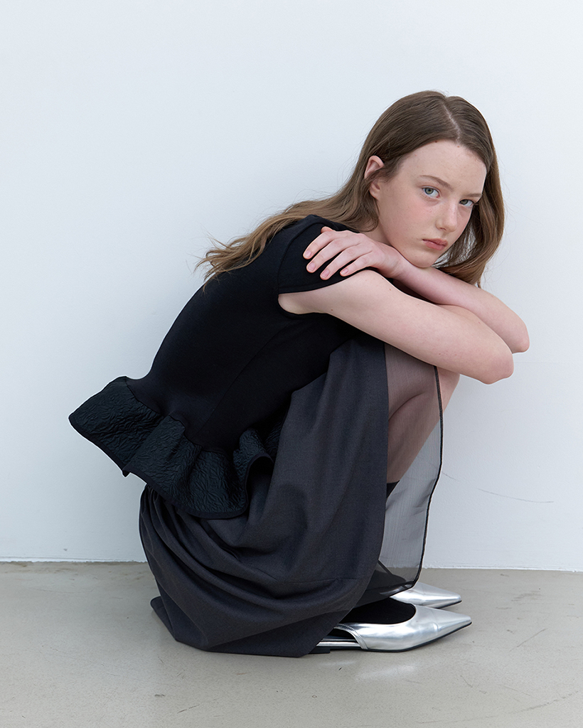 VOLUME SHA SKIRT_CHACOAL | ファッション通販サイト NUGU