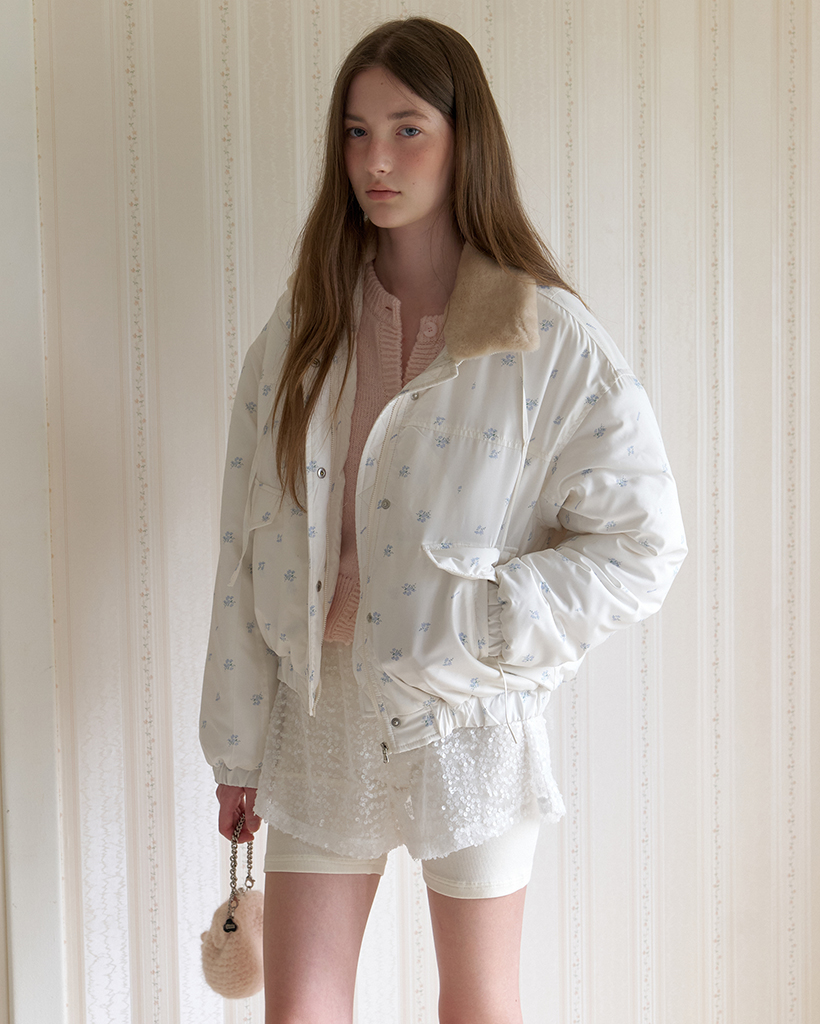 [nugu限定商品] Gather Flower Puffer (Cream)