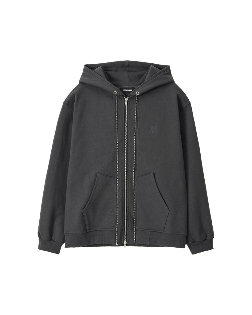 BIG GOTHIC CUT OFF PIGMENT ZIP-UP HOODIE [CHARCOAL BIG GOTHIC CUT OFF PIGMENT ZIP-UP HOODIE [CHARCOAL