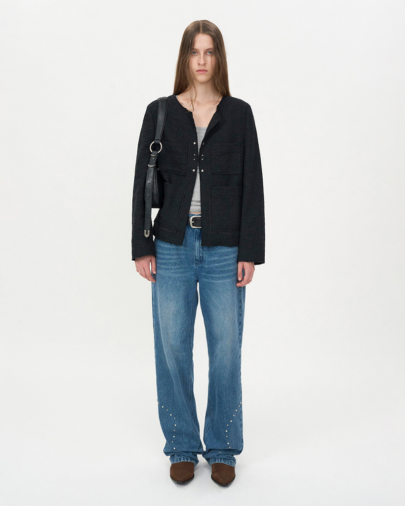 Curving Stud Denim BLUE