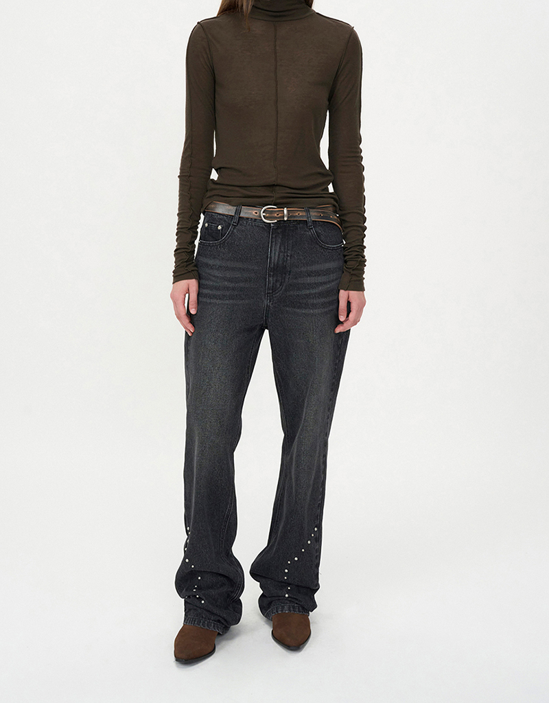 Curving Stud Denim BLACK