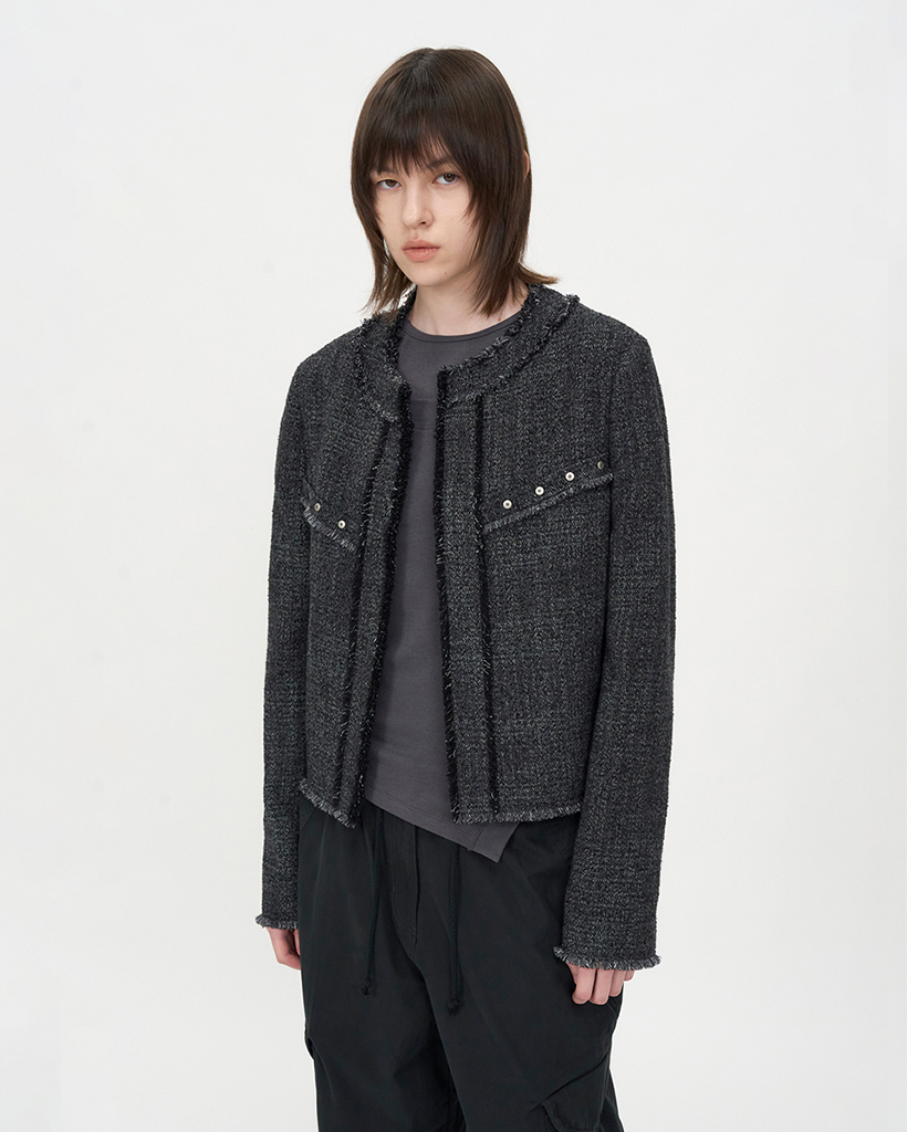 Vintage Stud Tweed Jacket CHARCOAL