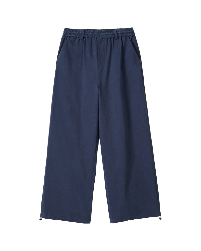Essential Twill String Banding Wide Pants- NAVY