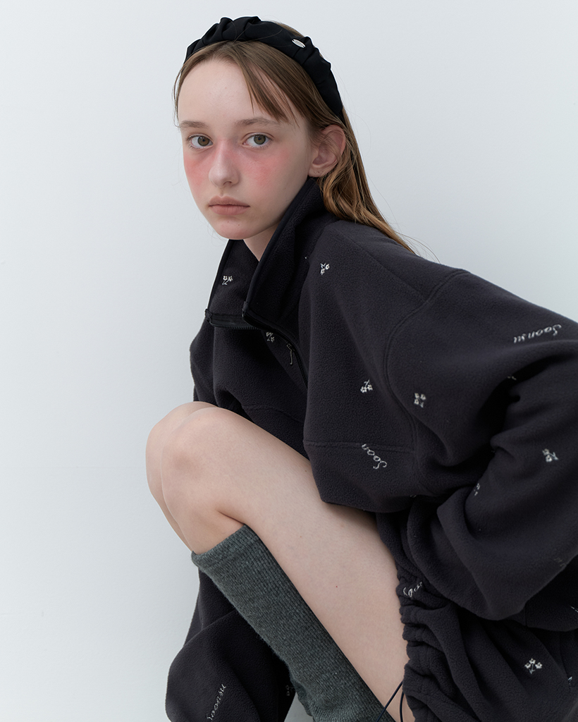 Silvery Fleece Anorak (Charcoal)