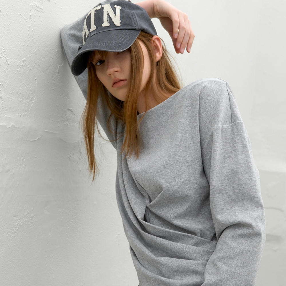 (T-7168)LOOSEFIT DRAPING TEE BLOUSE
