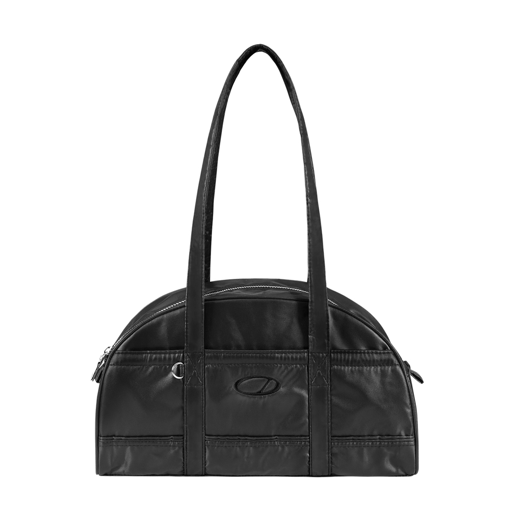 Odd Signature glossy paddded shoulder bag - BLACK