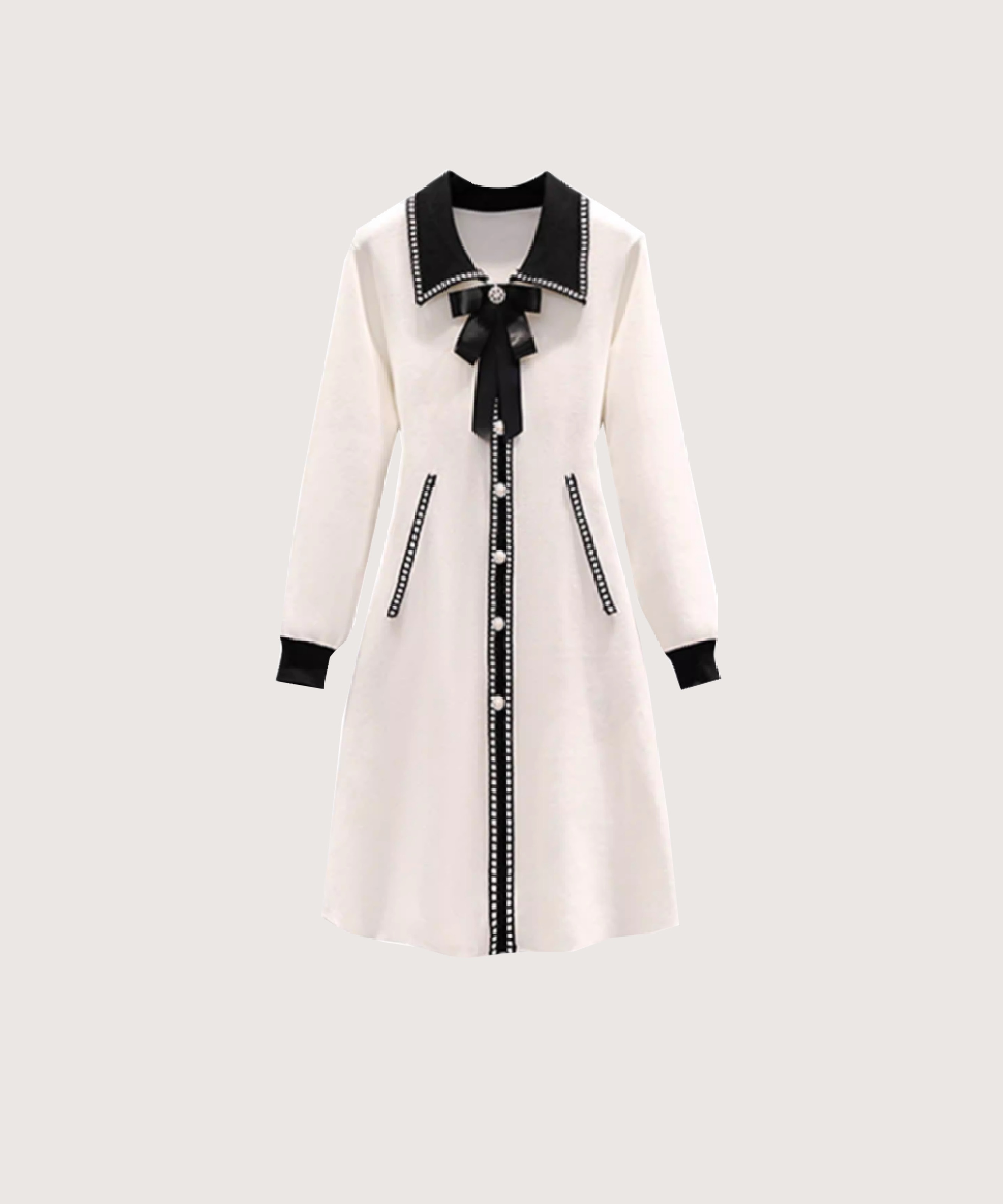 エレガントパイピングニットワンピース