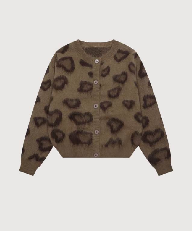 ヒョウ柄ハートカーディガン | ファッション通販サイト NUGU