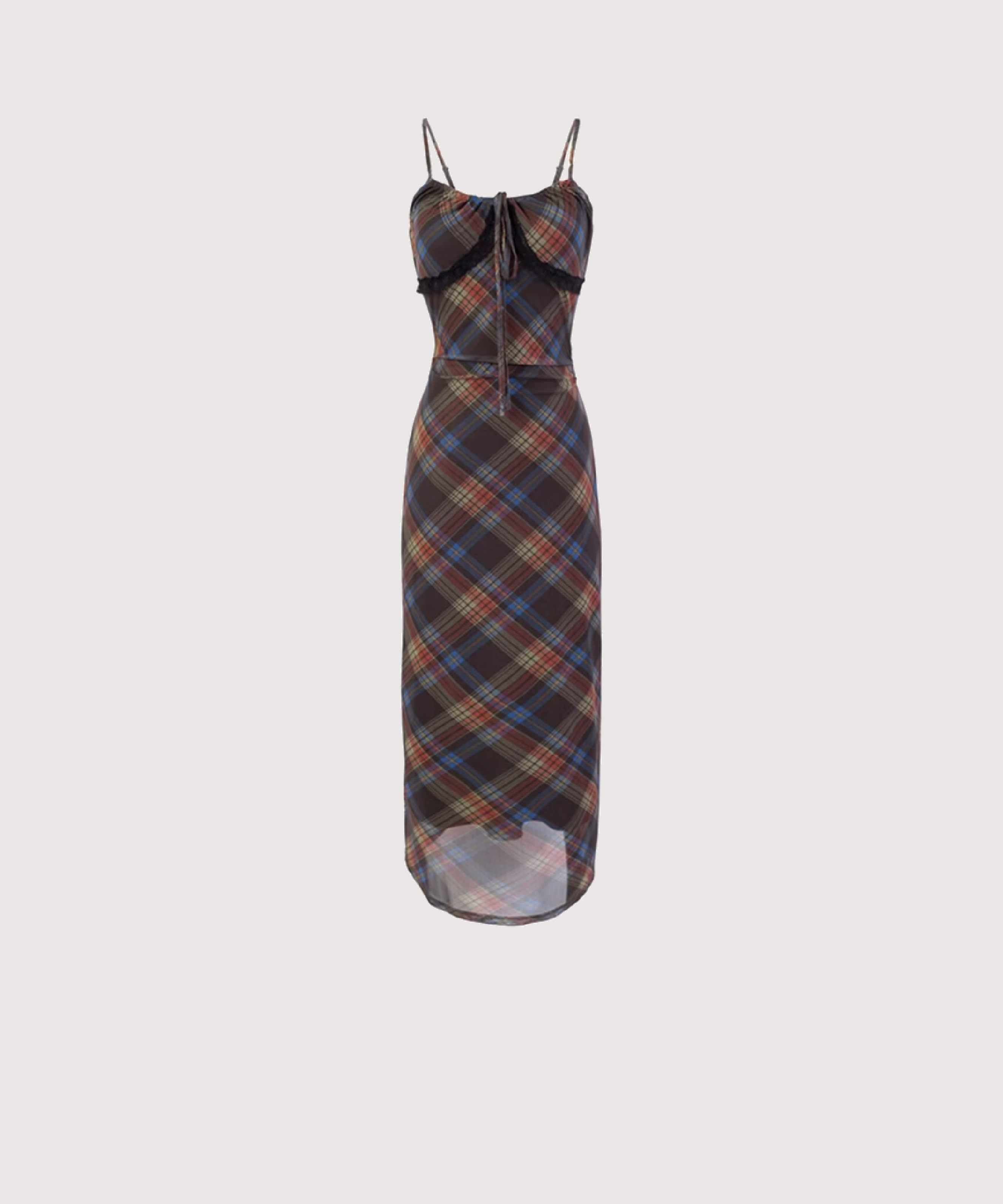 フレンチシルムチェックキャミワンピース