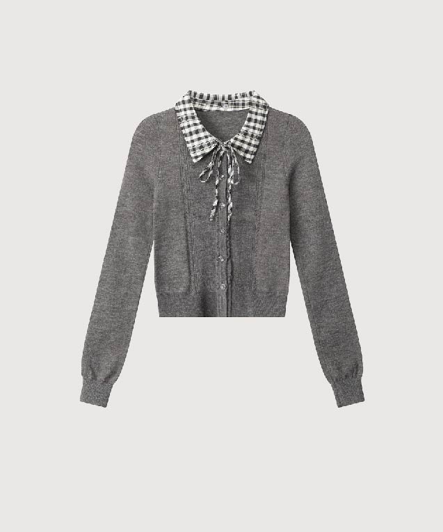 チェックカラーカーディガン