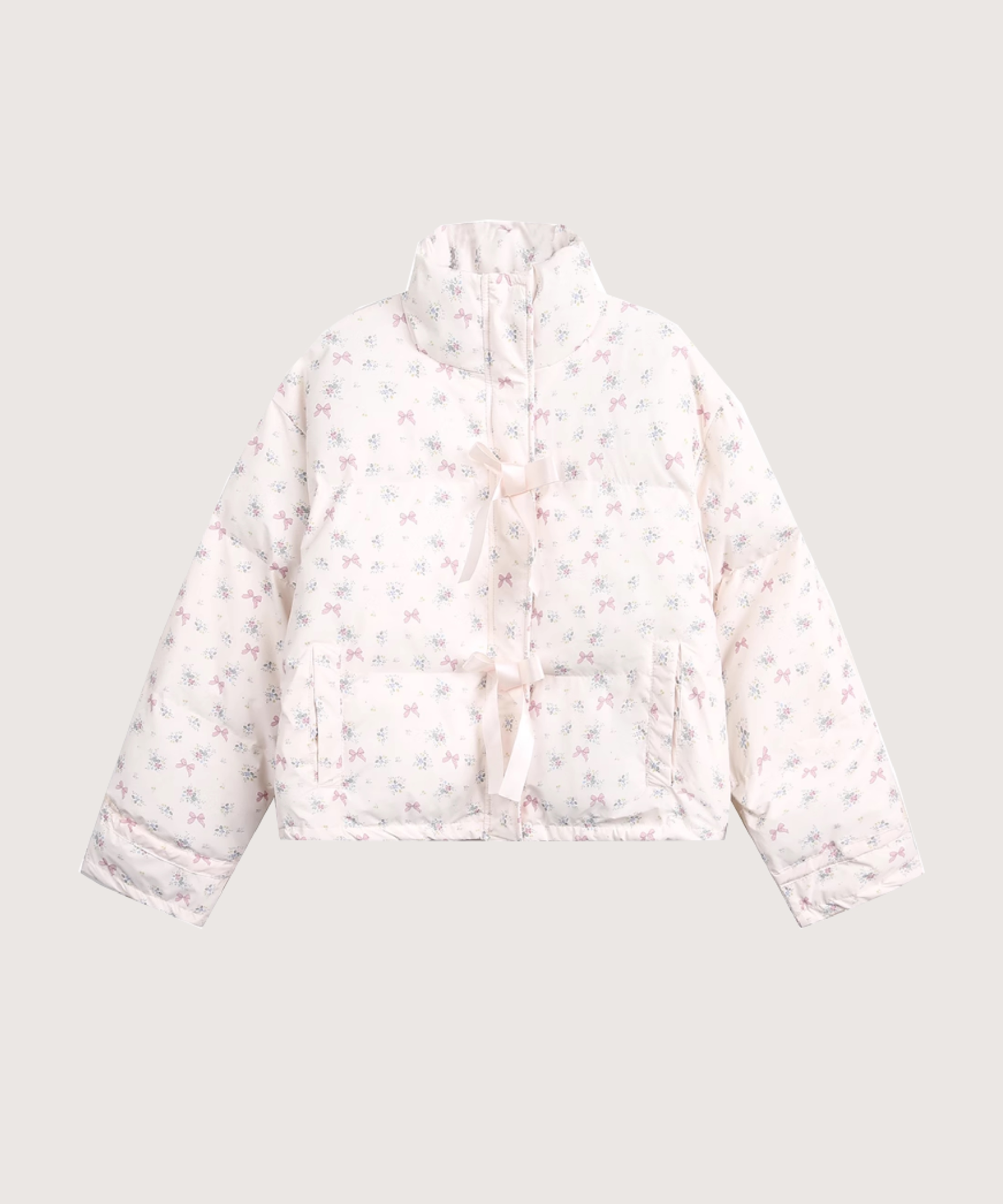 スイートフローラルリボンモチーフダウンジャケット