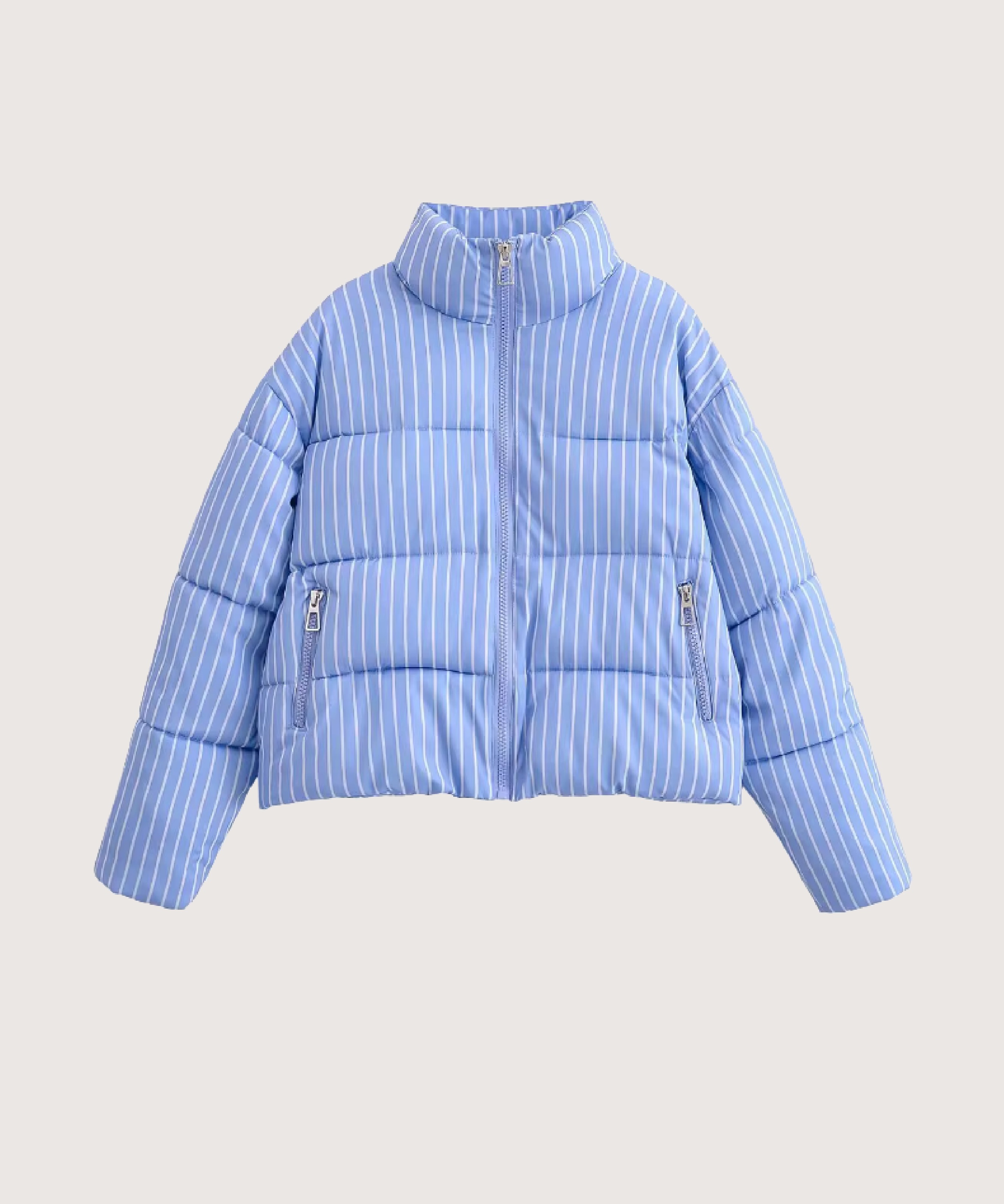 ブルーストライプダウンジャケット