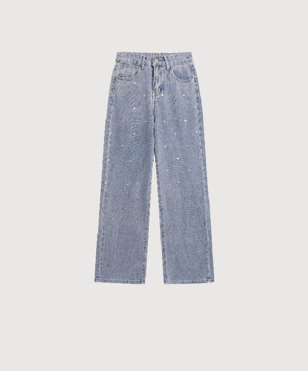 ハート刺繍デニムパンツ