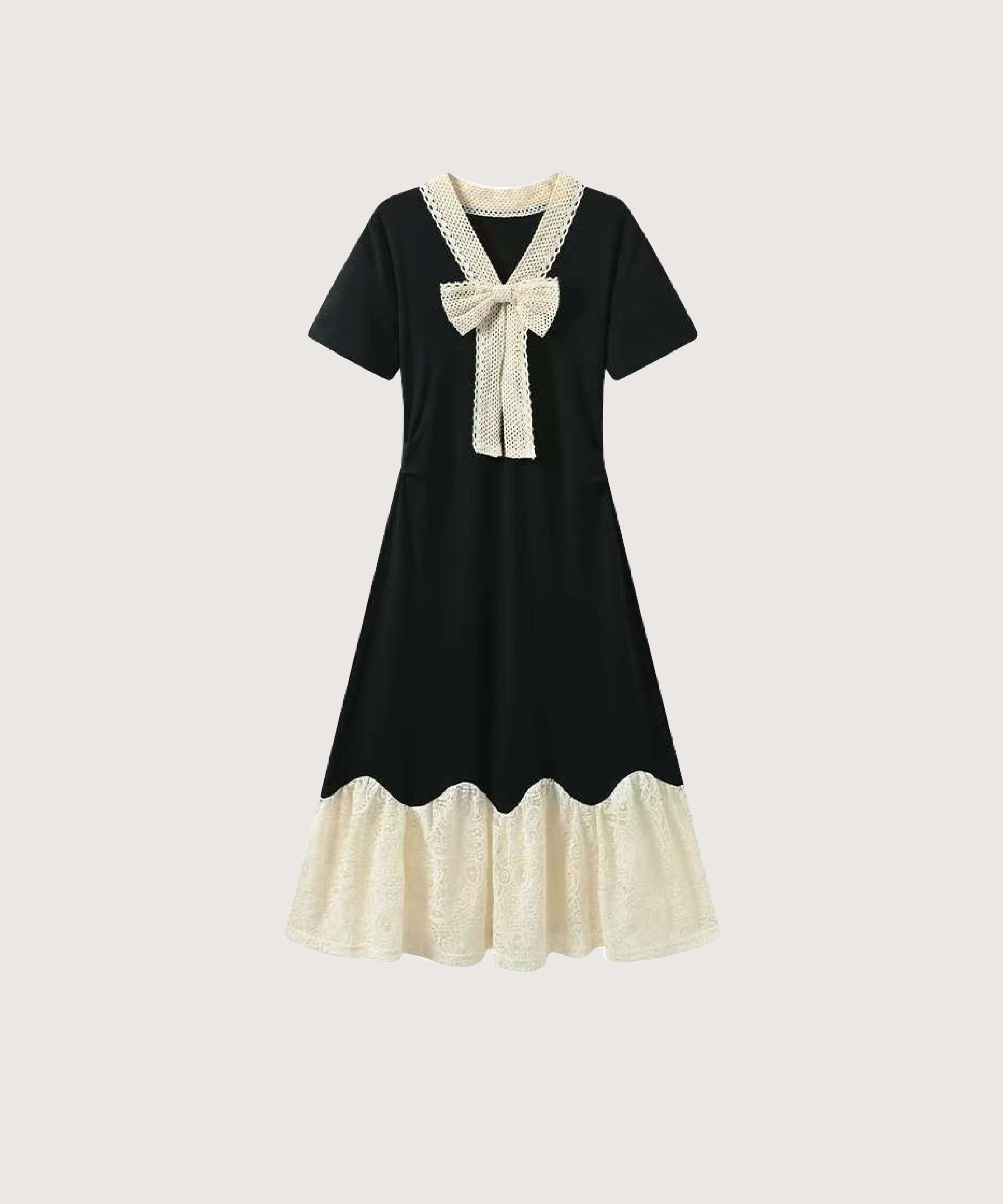 フレンチレースステッチロングドレス