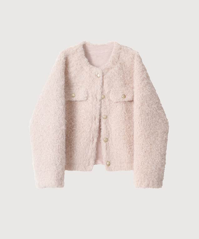 エレガントゴールドボタンファーコート