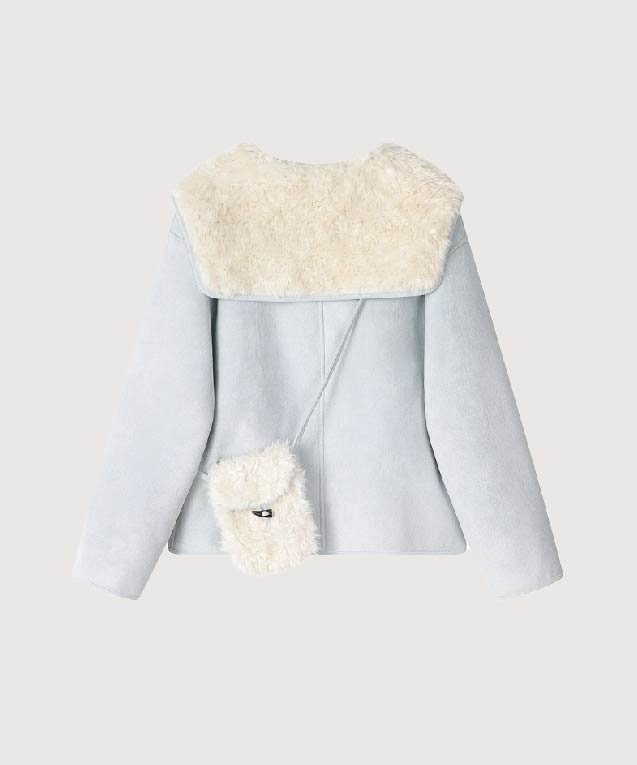 バッグ付きセーラーカラーフェイクファーコート | ファッション通販