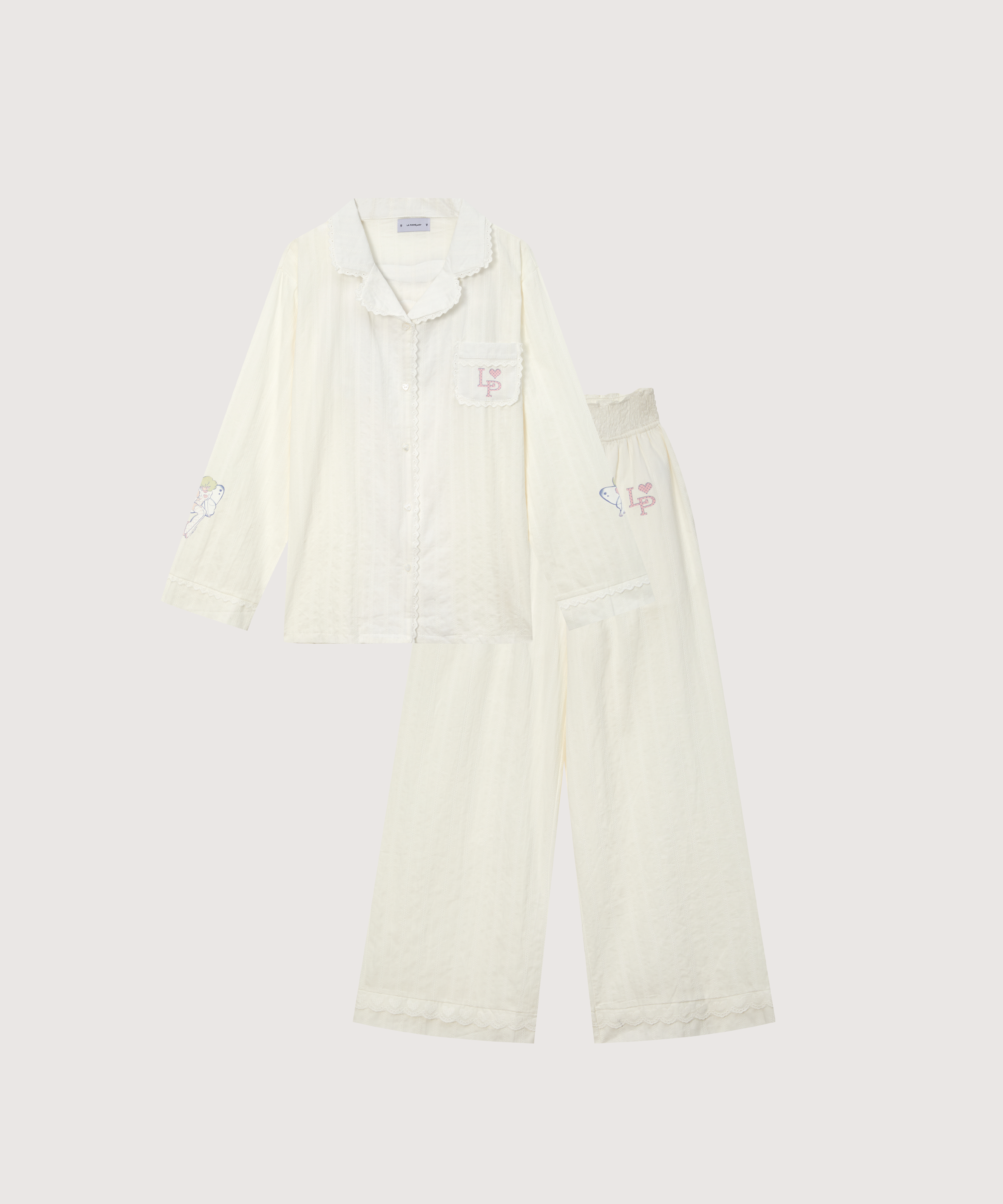 LA POMME petit （ラポミ プチ）　ダウンコート　ホワイト LA POMME petit ダウンコート ダウンジャケット Big Frill