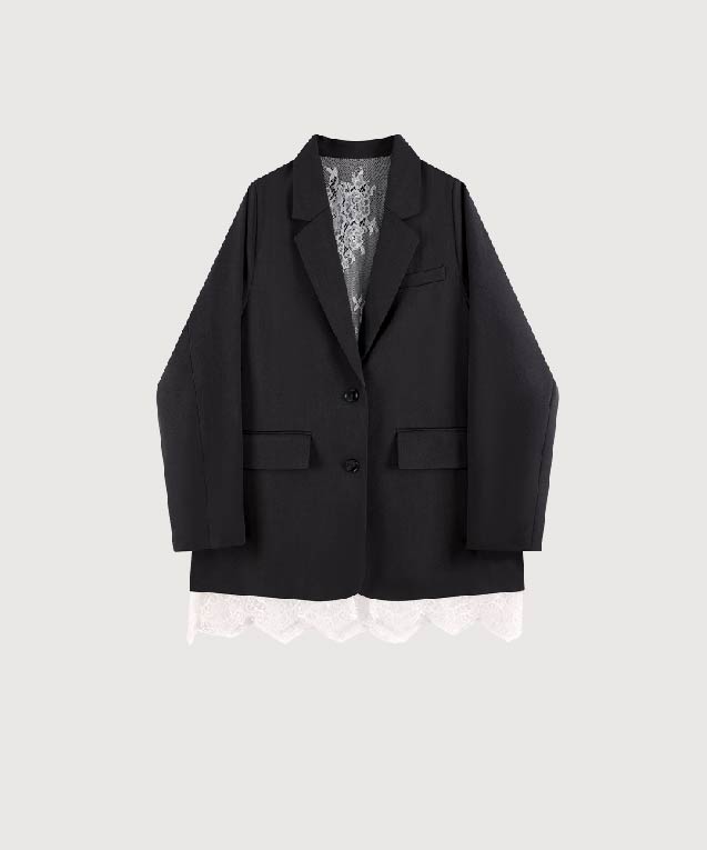 黒レース装飾 ジャケット 黒レース装飾 ジャケット