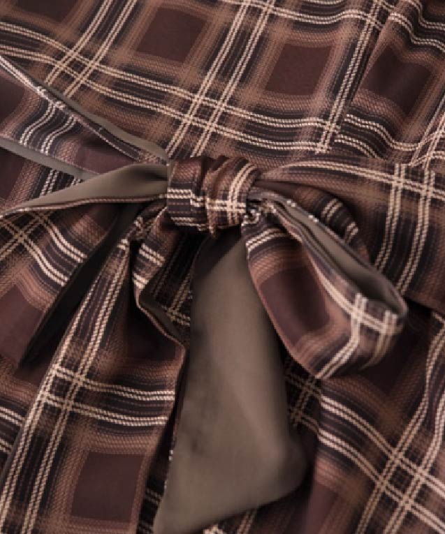 フェイクツーブラウンチェックフリルワンピース | ファッション通販