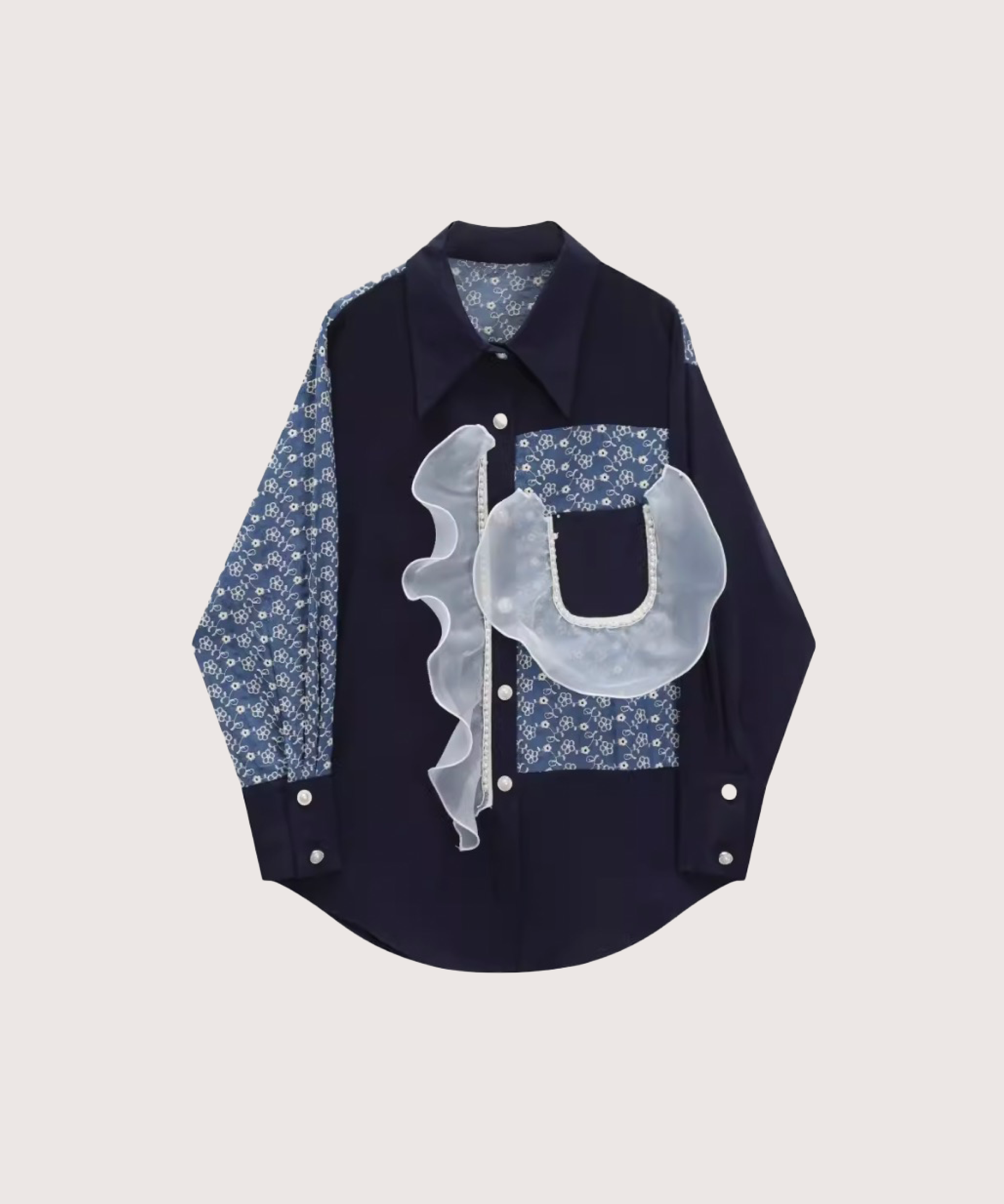 ブリル　美品　パールボタンシャツ フリル袖パールボタンブラウス【半袖】 (ABL25324-23) | ANCHOR