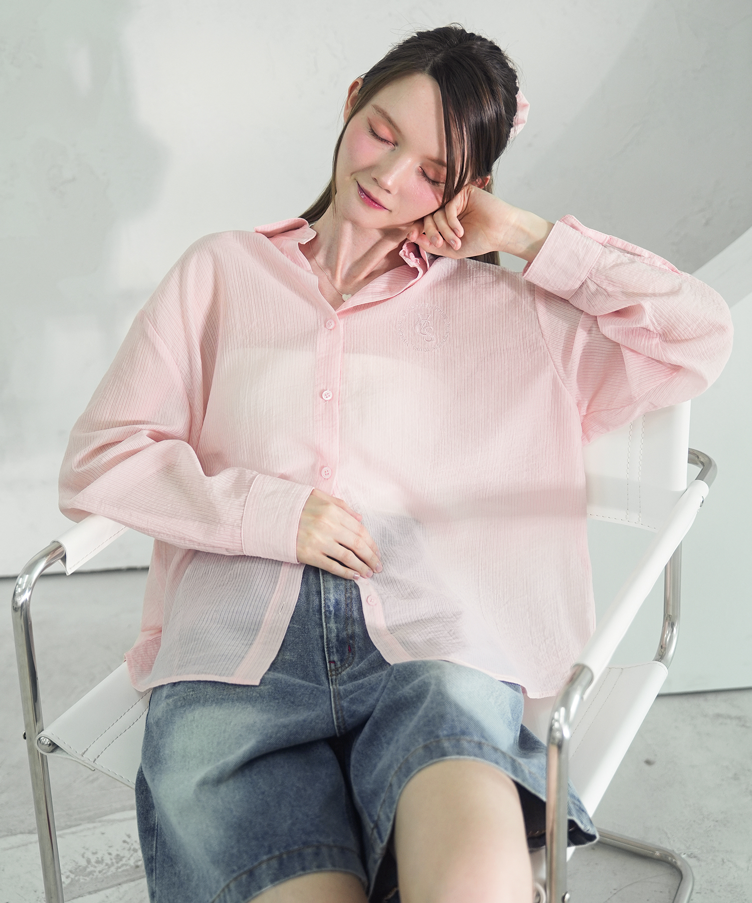 Sillage See-Through Stripe Shirt PINK