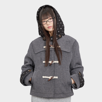 Dot Duffle Crop Coat