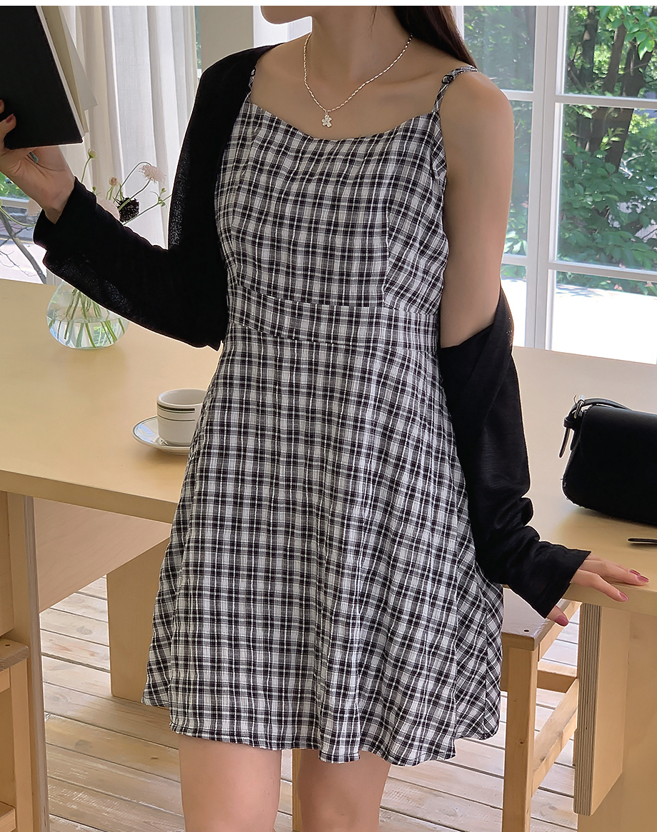 Randy チェック柄ミニワンピース 長袖 dress】襟付きチェック柄長袖ミニワンピース SJ1006 | BeautyYouStyle