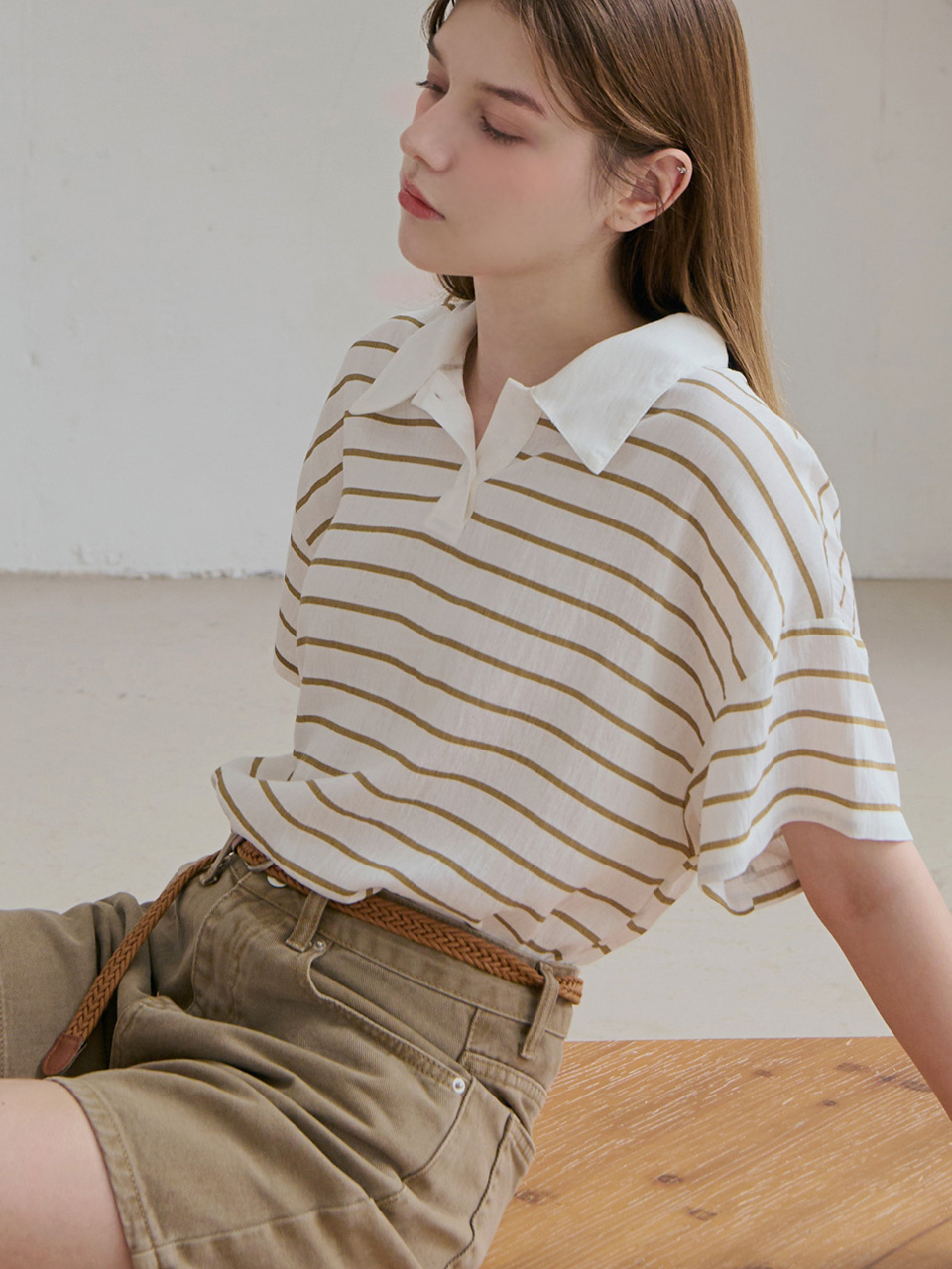 Grove collar stripe tee_2 Colors