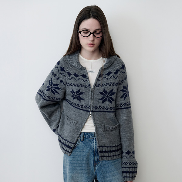 TWOWAY SNOW ZIP-UP KNIT GRAY