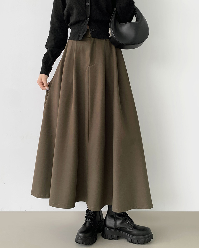 Aラインタック入りロングフレアスカート | ファッション通販サイト NUGU