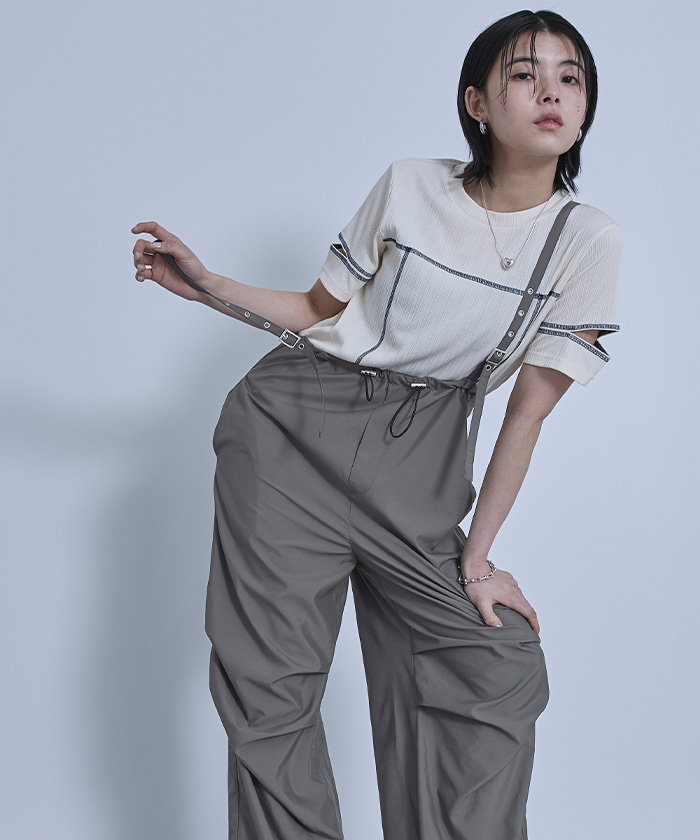 サスペンダー付きパラシュートパンツ | ファッション通販サイト NUGU