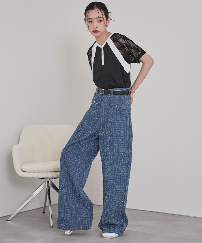 レースラグランスリーブVネックTシャツ | ファッション通販サイト NUGU
