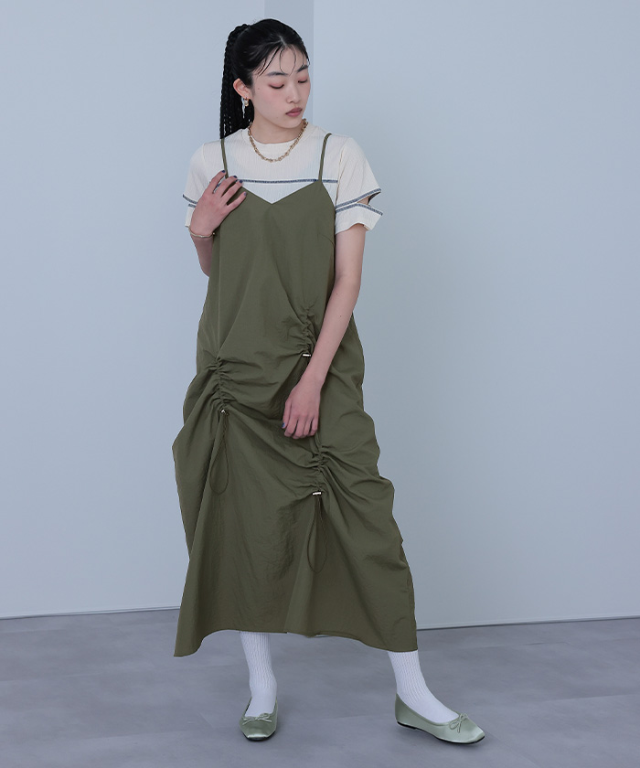 Nodress パープル　キャミソールワンピース クロップドトップス×キャミソールワンピースセットアップ