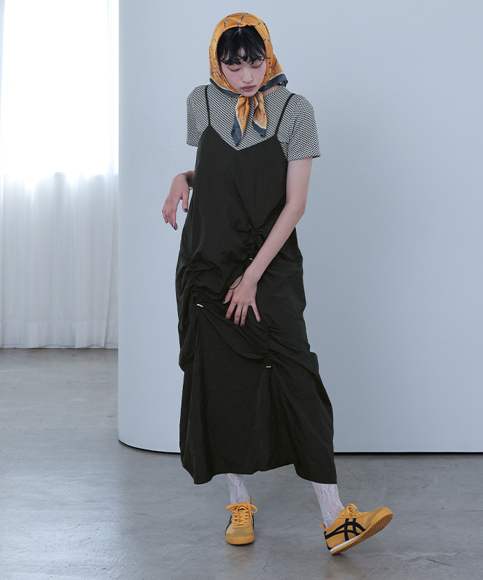 Nodress パープル　キャミソールワンピース クロップドトップス×キャミソールワンピースセットアップ