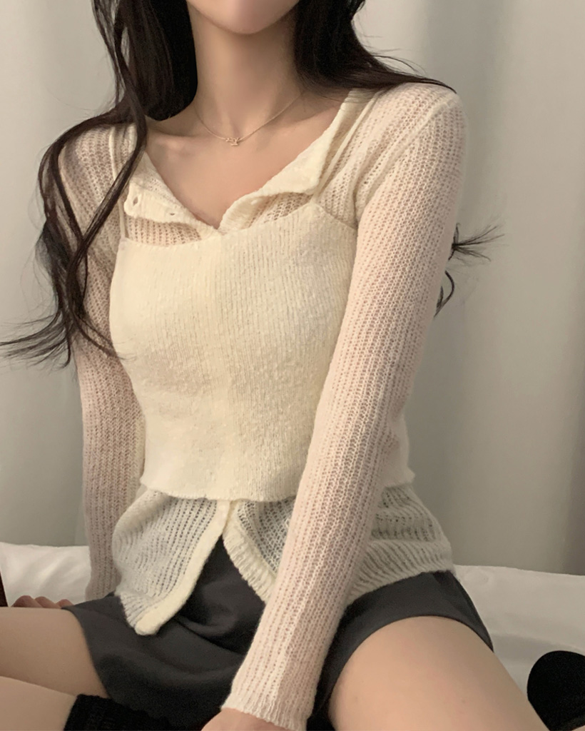トップス キャミソールセット セール】フロントレースアップ キャミソールセット（Tシャツ