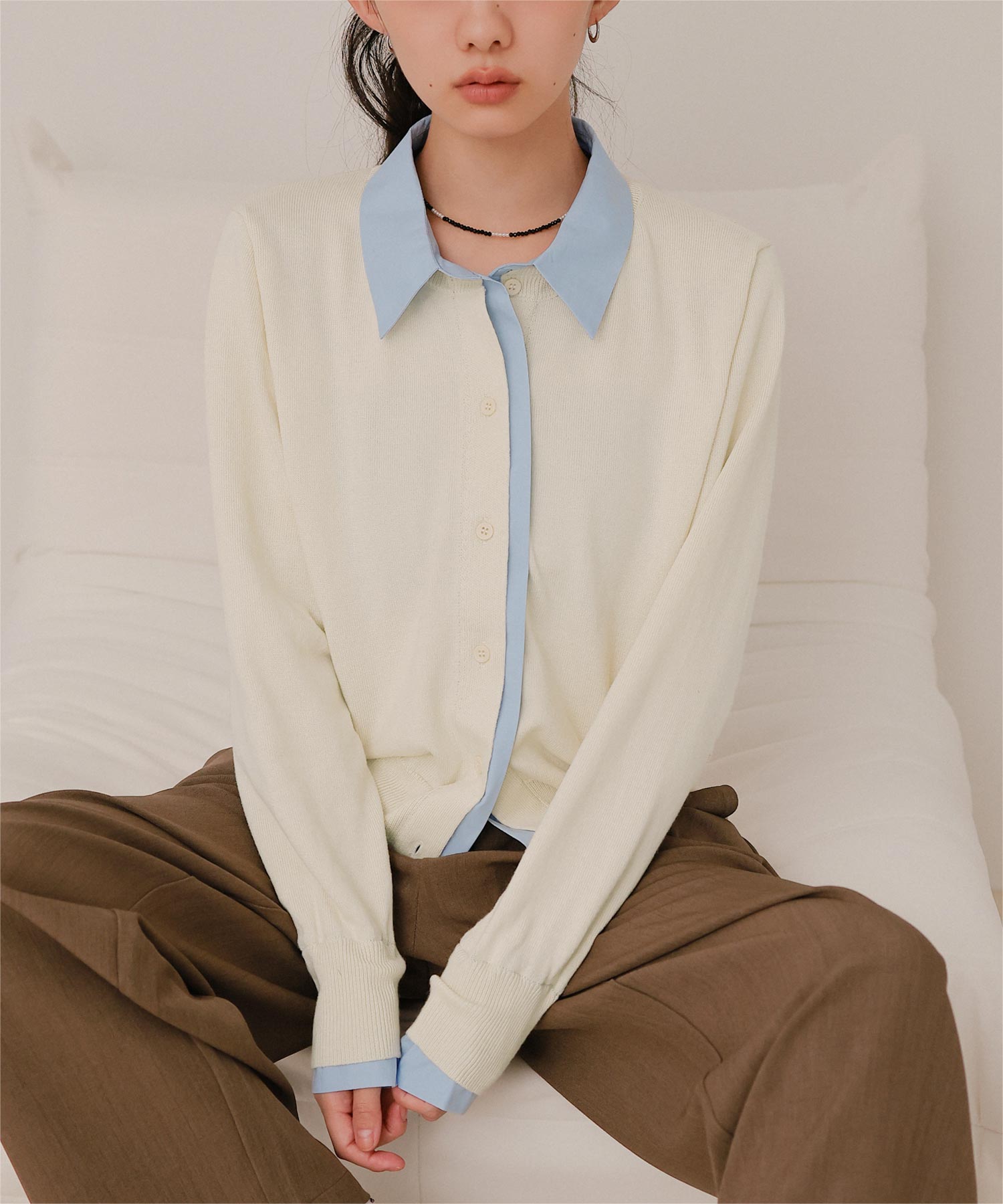 シャツレイヤード風カーディガン