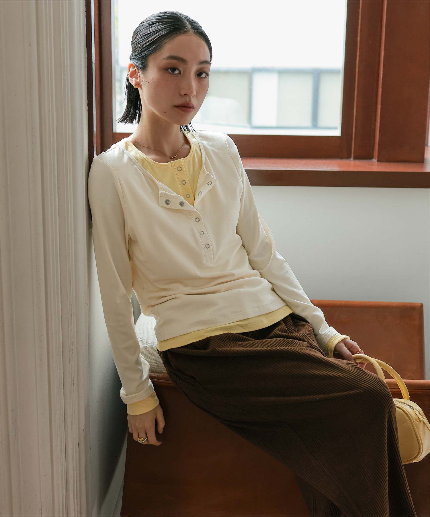 レイヤード風ヘンリーネックトップス | ファッション通販サイト NUGU