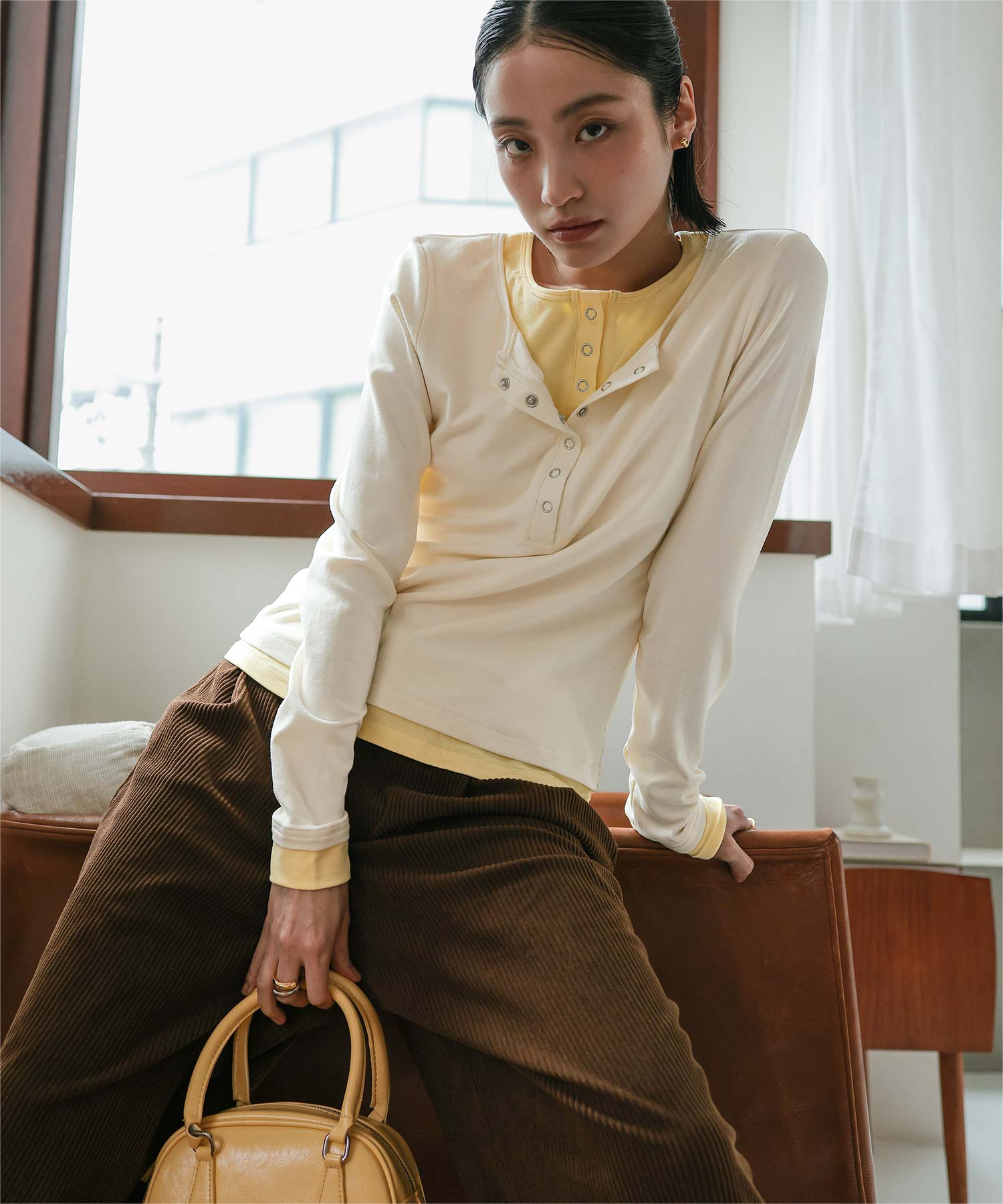 レイヤード風ヘンリーネックトップス | ファッション通販サイト NUGU