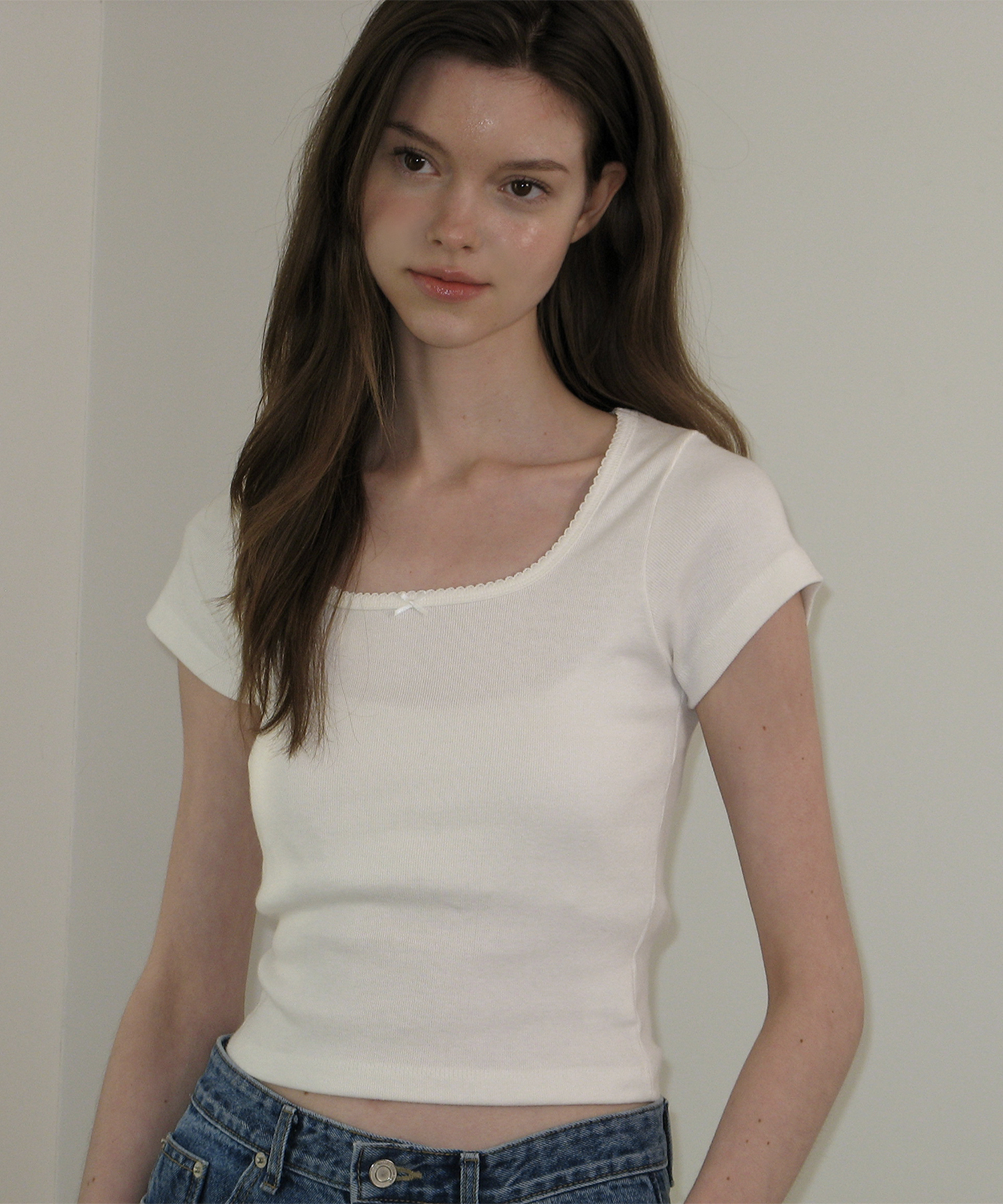 Ribbon Square Top - Ivory