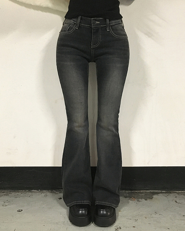 裏起毛 ローライズ ロング ブーツカット | ファッション通販サイト NUGU